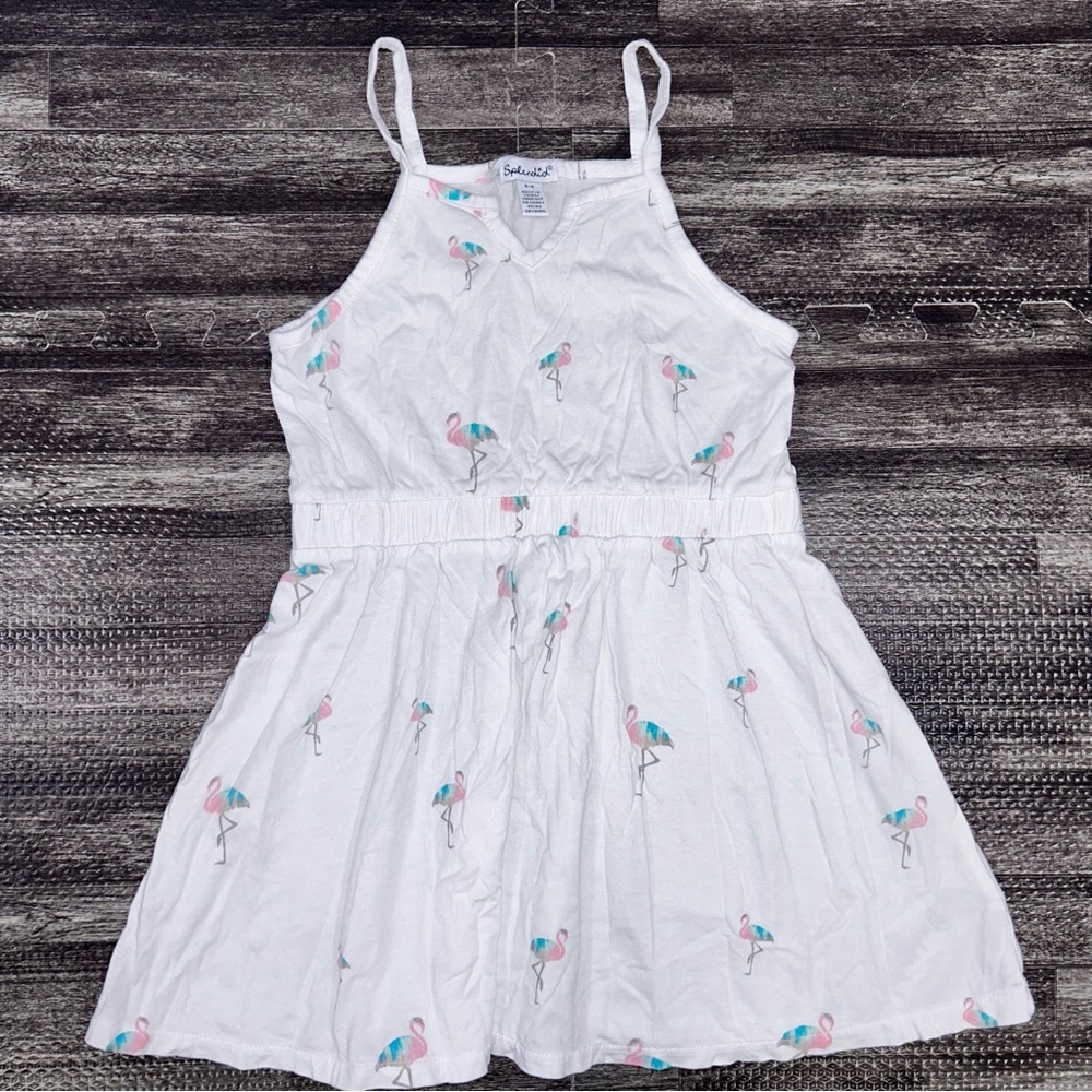 Splendid Girl's Flamingo Print Cotton Modal Dress (Size 5-6)